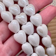 Сердце, керамика, цвет белый 12 мм штучно