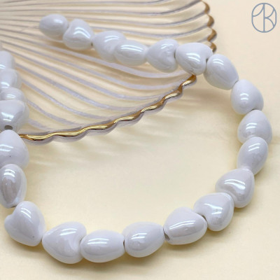 Сердце керамика цвет белый 12 мм