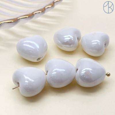 Сердце, керамика, цвет белый 15 мм штучно