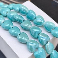 Сердце керамика, цвет бирюзовый 10 мм штучно