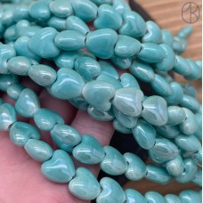 Сердце керамика, цвет бирюзовый 10 мм