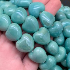 Сердце керамика, цвет бирюзовый 15 мм 