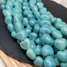 Сердце керамика, цвет бирюзовый 15 мм 