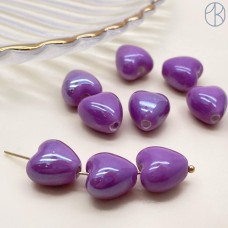 Сердце, керамика, цвет фиолетовый 12*12,5 мм