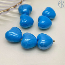 Сердце керамика, цвет голубой 15 мм штучно