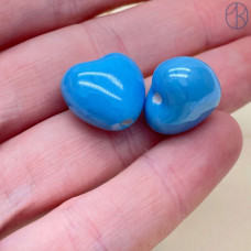 Сердце керамика, цвет голубой 15 мм штучно