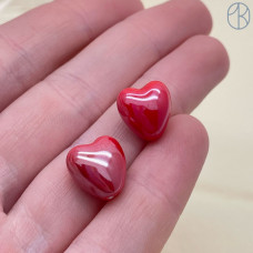 Сердце керамика цвет красный 12 мм штучно