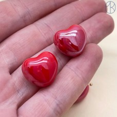 Сердце, керамика, цвет красный 15*17,5 мм