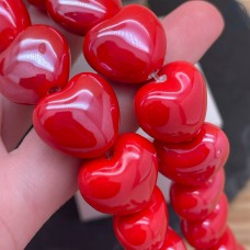 Сердце керамика, цвет красный 15 мм штучно