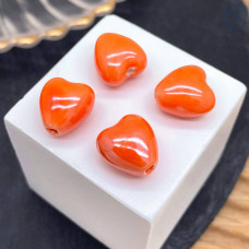 Сердце керамика цвет оранжевый 10 мм штучно