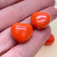 Сердце, керамика, цвет оранжевый 12*12,5 мм