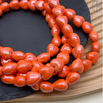 Сердце керамика, цвет оранжевый 12 мм 