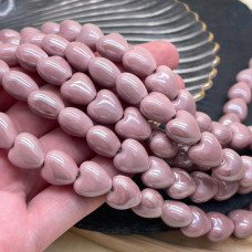 Сердце, керамика, цвет пудровый 12 мм