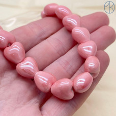 Сердце керамика, цвет розовый №1 12 мм 