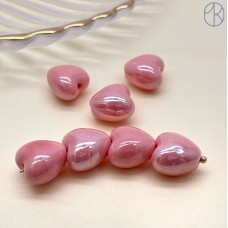 Сердце, керамика, цвет розовый 12*12,5 мм