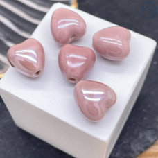 Сердце керамика цвет розовый 12 мм штучно