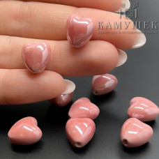 Сердце керамика, цвет розовый 12 мм штучно