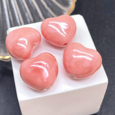 Сердце керамика, цвет розовый 15 мм штучно Сердце керамика, цвет розовый 15 мм штучно
