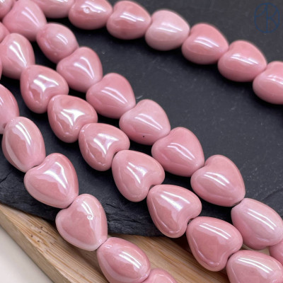 Сердце керамика, цвет розовый №3 12 мм 