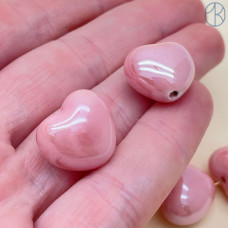 Сердце, керамика, цвет розовый №3 15 мм штучно