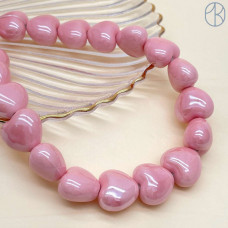 Сердце керамика, цвет розовый №3 15 мм