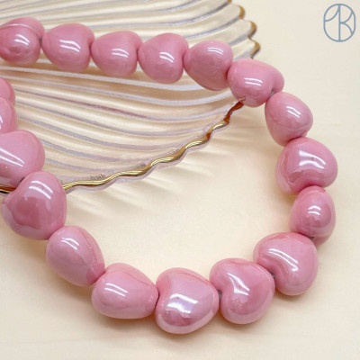 Сердце керамика, цвет розовый №3 15 мм