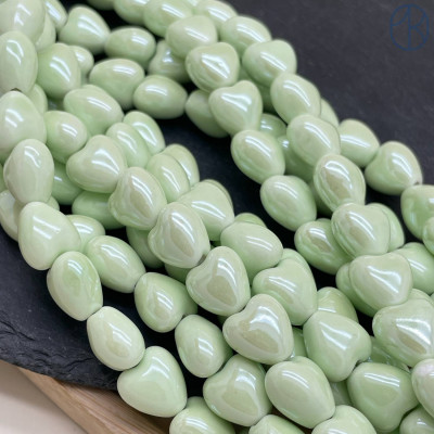 Сердце керамика цвет салатовый 12 мм 