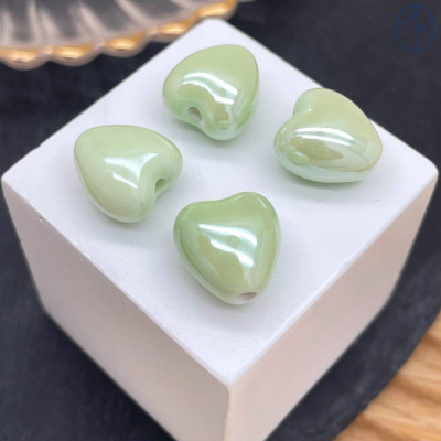 Сердце керамика цвет салатовый 15 мм штучно