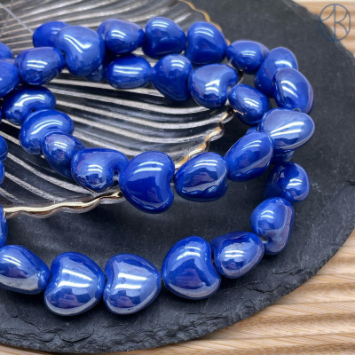 Сердце керамика цвет синий 15 мм