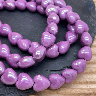 Сердце керамика цвет сиреневый 12 мм 