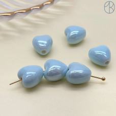 Сердце керамика цвет светло-голубой 12 мм штучно