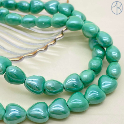 Сердце, керамика, цвет светло-зеленый 12 мм