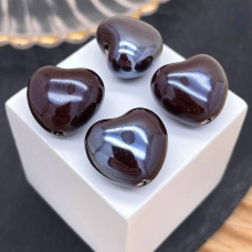 Сердце керамика цвет темно-коричневый 15 мм штучно