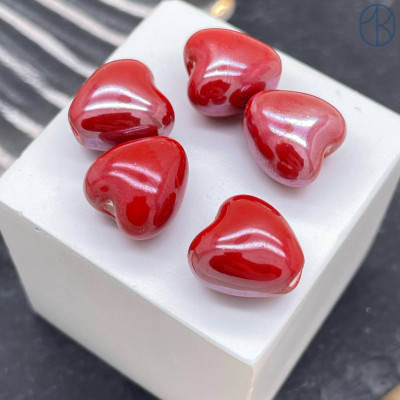 Сердце керамика цвет темно-красный 12 мм штучно