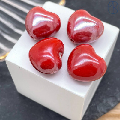 Сердце керамика цвет темно-красный 15 мм штучно