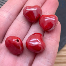 Сердце керамика цвет темно-красный 15 мм штучно