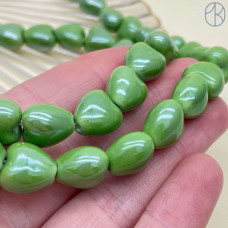 Сердце керамика, цвет зеленый №1 12 мм 