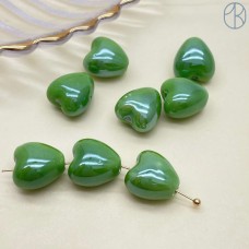 Сердце, керамика, цвет зеленый 12*12,5 мм