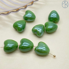 Сердце, керамика, цвет зеленый 12 мм штучно