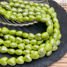 Сердце керамика цвет зеленый 12 мм