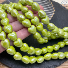 Сердце керамика цвет зеленый 12 мм