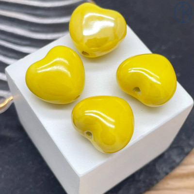 Сердце керамика цвет желтый 15 мм штучно