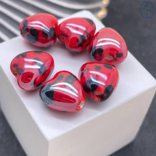 Сердце керамика красно-черное 12 мм