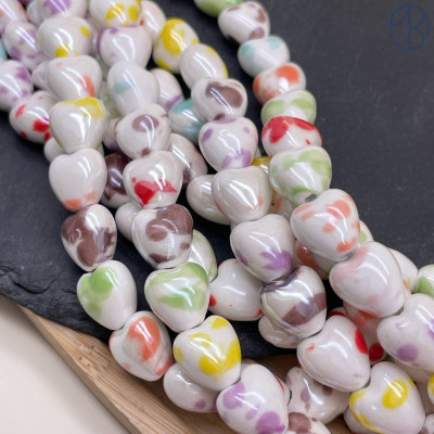 Сердце керамика микс цветной 12 мм