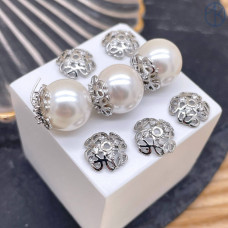 Шапочка цирконы, цвет серебро 11 мм 