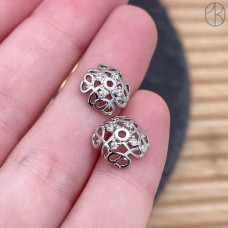 Шапочка цирконы, цвет серебро 11 мм 