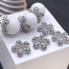 Шапочка цирконы, цвет серебро 11 мм 