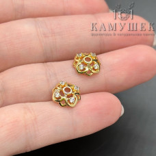 Шапочка цирконы, цвет золото 10 мм