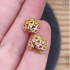 Шапочка цирконы, цвет золото 11 мм 