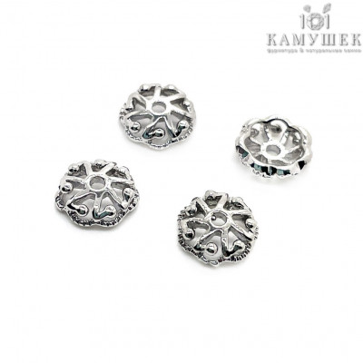 Шапочка, цвет серебро 7 мм